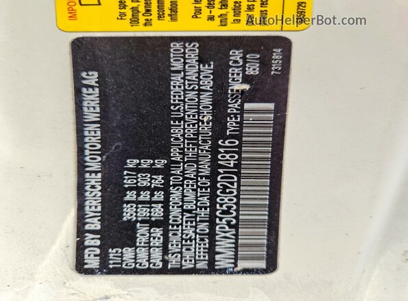 WMWXP5C58G2D14816 2016 MINI COOPER Cream VIN կոդի պիտակի տեսք