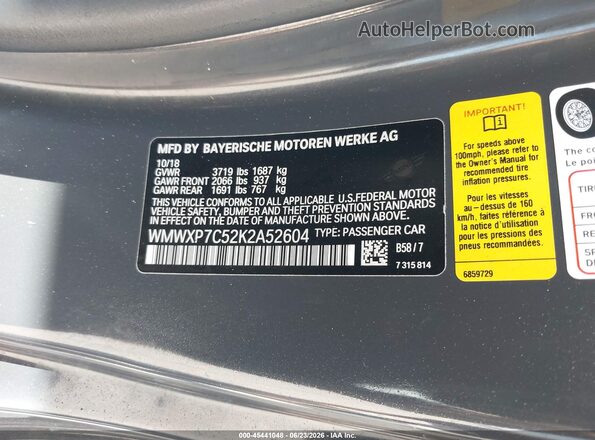 WMWXP7C52K2A52604 2019 MINI HARDTOP Gray Engine compartment view