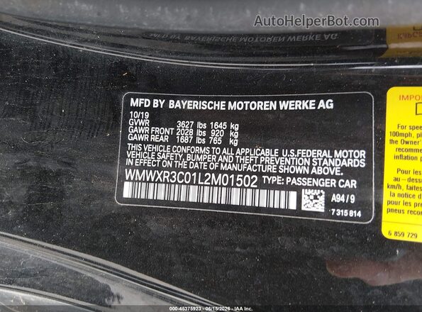 WMWXR3C01L2M01502 2020 MINI HARDTOP Black Widok komory silnika