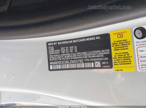 WMWXR3C06L2M55782 2020 MINI HARDTOP White Շարժիչի բաժամունքի տեսք