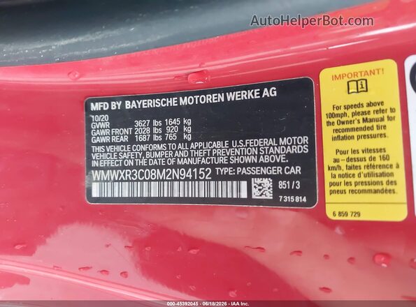 WMWXR3C08M2N94152 2021 MINI HARDTOP Red Widok komory silnika
