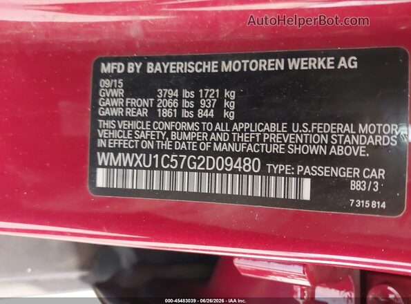 WMWXU1C57G2D09480 2016 MINI HARDTOP Red Շարժիչի բաժամունքի տեսք