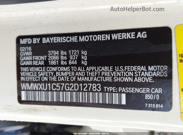WMWXU1C57G2D12783 2016 MINI HARDTOP Cream Շարժիչի բաժամունքի տեսք