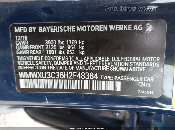 WMWXU3C36H2F48384 2017 MINI HARDTOP Blue 