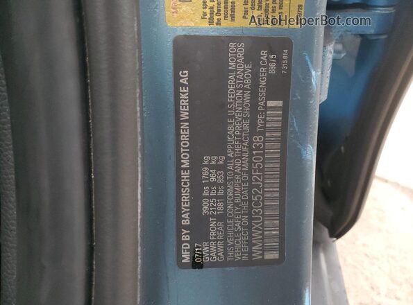 WMWXU3C52J2F50138 2018 MINI COOPER Синий Вид наклейки с VIN-кодом