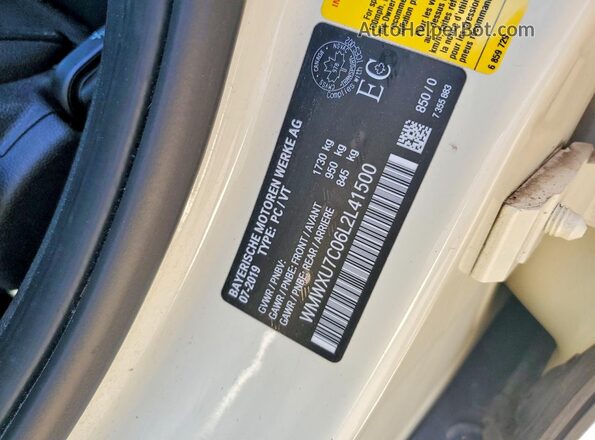 WMWXU7C06L2L41500 2020 MINI COOPER White Vista del compartimento del motor