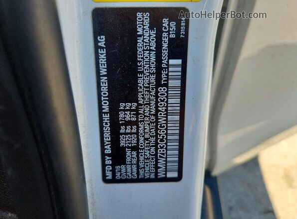 WMWZB3C56GWR49308 2016 MINI COOPER White Widok komory silnika