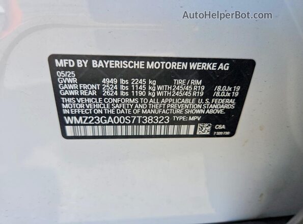 WMZ23GA00S7T38323 2025 MINI COUNTRYMAN White ძრავის განყოფილების ხედი