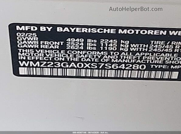 WMZ23GA0XS7S64280 2025 MINI COUNTRYMAN White Widok komory silnika