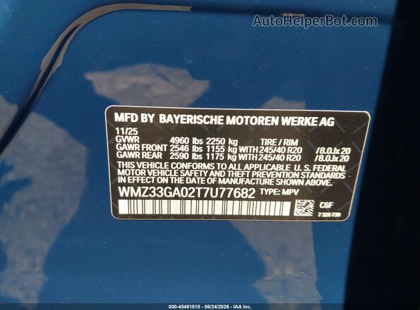 WMZ33GA02T7U77682 2026 MINI COUNTRYMAN Blue Engine compartment view