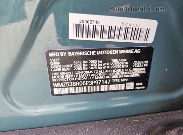 WMZ53BR06P3P97147 2023 MINI COOPER Teal Vista de la etiqueta del VIN