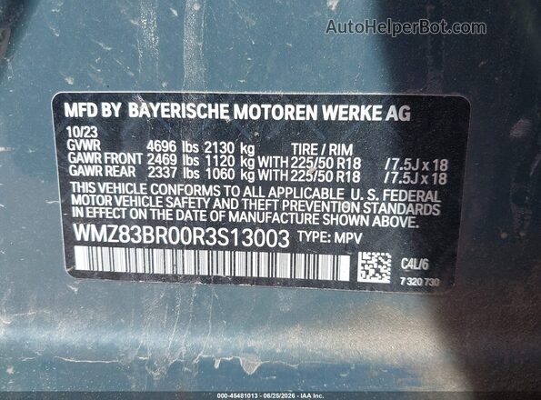 WMZ83BR00R3S13003 2024 MINI COUNTRYMAN Light Blue Vista del compartimento del motor