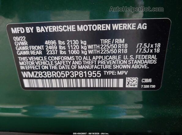 WMZ83BR05P3P81955 2023 MINI COUNTRYMAN Green ძრავის განყოფილების ხედი
