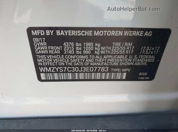 WMZYS7C30J3E07783 2018 MINI COUNTRYMAN Белый Вид подкапотного пространства