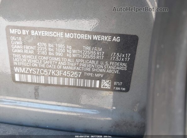 WMZYS7C57K3F45257 2019 MINI COUNTRYMAN Gray Engine compartment view