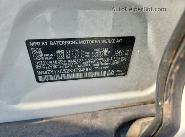 WMZYT3C52K3E94904 2019 MINI COOPER White Вид підкапотного простору