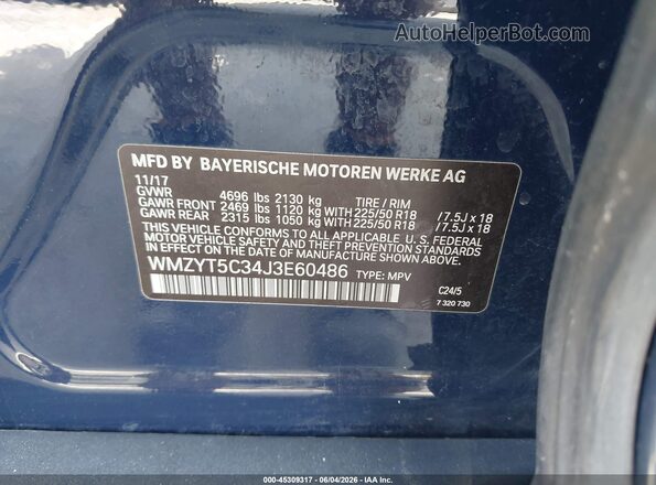 WMZYT5C34J3E60486 2018 MINI COUNTRYMAN Синий Вид подкапотного пространства