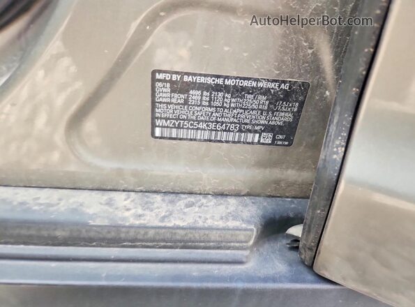 WMZYT5C54K3E64783 2019 MINI COOPER Gray Вид наклейки з VIN-кодом