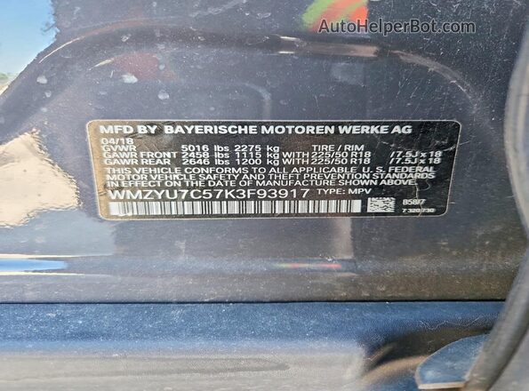 WMZYU7C57K3F93917 2019 MINI COOPER Gray ძრავის განყოფილების ხედი