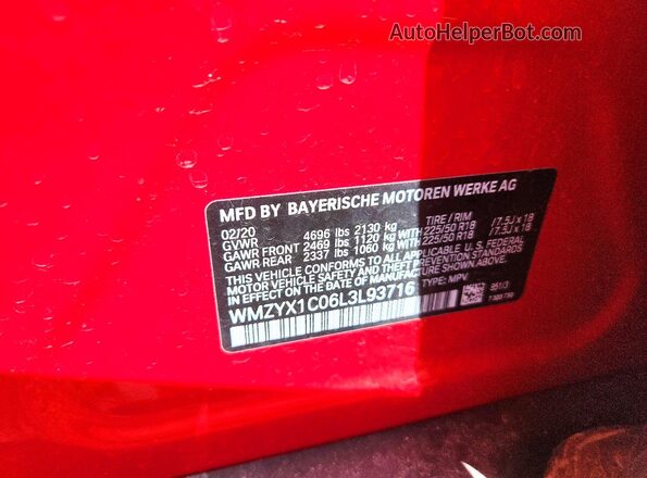 WMZYX1C06L3L93716 2020 MINI COOPER Красный Вид подкапотного пространства