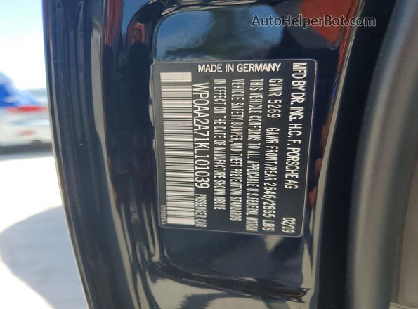 WP0AA2A71KL101039 2019 PORSCHE PANAMERA Black Вид підкапотного простору