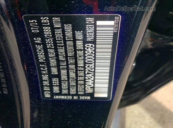 WP0AA2A72GL000969 2016 PORSCHE PANAMERA Black Widok komory silnika