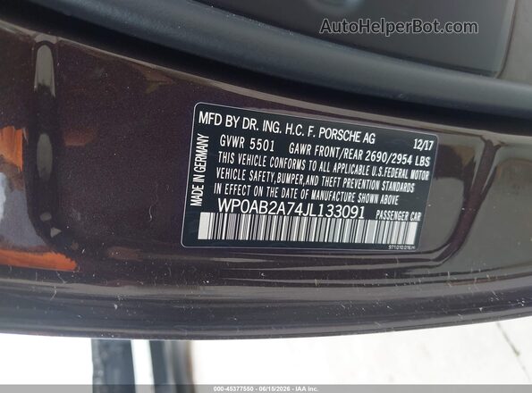 WP0AB2A74JL133091 2018 PORSCHE PANAMERA Коричневый Вид подкапотного пространства