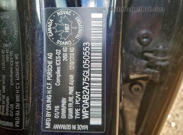 WP0AB2A75GL050553 2016 PORSCHE PANAMERA Black 
