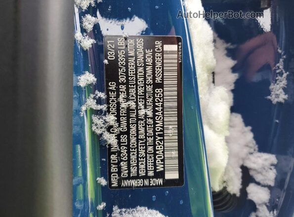 WP0AB2Y19MSA44258 2021 PORSCHE TAYCAN Blue Engine compartment view