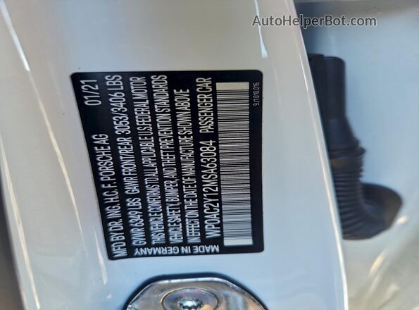 WP0AC2Y12MSA63084 2021 PORSCHE TAYCAN Белый Вид подкапотного пространства