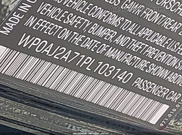 WP0AJ2A71PL103140 2023 PORSCHE PANAMERA Black Շարժիչի բաժամունքի տեսք