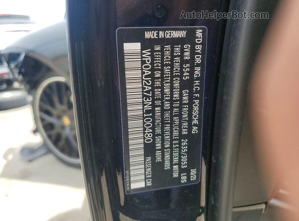 WP0AJ2A73NL100480 2022 PORSCHE PANAMERA Black ძრავის განყოფილების ხედი