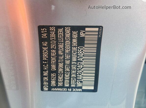 WP1AA2A24GLA04850 2016 PORSCHE CAYENNE Silver Vista del compartimento del motor