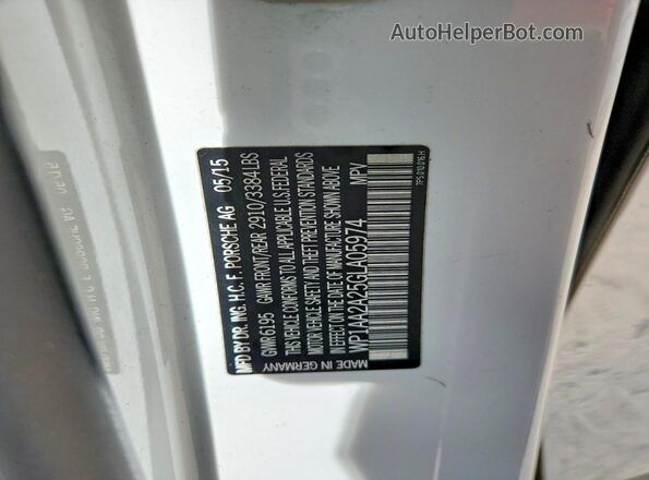 WP1AA2A25GLA05974 2016 PORSCHE CAYENNE White ძრავის განყოფილების ხედი
