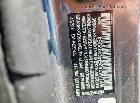 WP1AA2A26HKA92064 2017 PORSCHE CAYENNE Gray Вид підкапотного простору