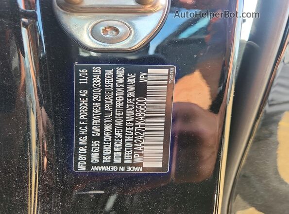 WP1AA2A27HKA86600 2017 PORSCHE CAYENNE Black VIN sticker view