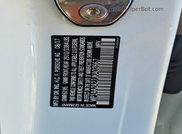 WP1AA2A27JKA02667 2018 PORSCHE CAYENNE White 