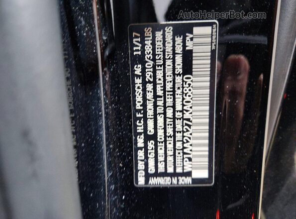 WP1AA2A27JKA06850 2018 PORSCHE CAYENNE Black VIN sticker view