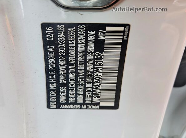 WP1AA2A2XGKA15132 2016 PORSCHE CAYENNE White 