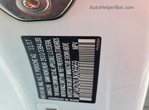 WP1AA2A2XJKA06969 2018 PORSCHE CAYENNE Белый Вид подкапотного пространства