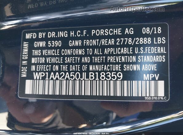 WP1AA2A50JLB18359 2018 PORSCHE MACAN Black Շարժիչի բաժամունքի տեսք