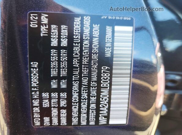 WP1AA2A50MLB03879 2021 PORSCHE MACAN Серый Вид подкапотного пространства