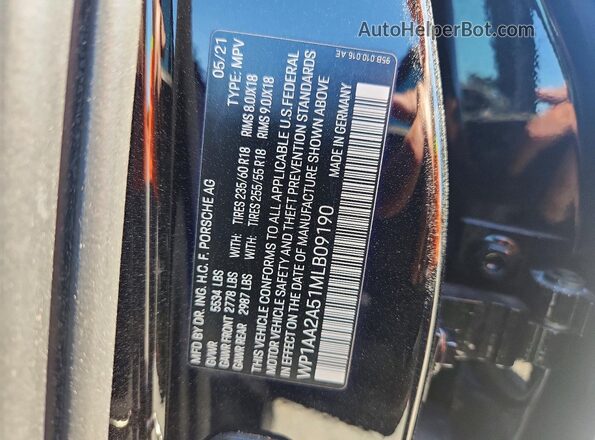 WP1AA2A51MLB09190 2021 PORSCHE MACAN Black VIN կոդի պիտակի տեսք