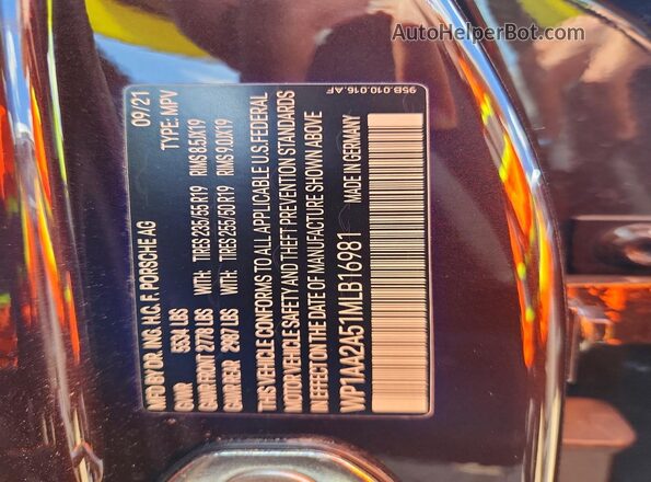 WP1AA2A51MLB16981 2021 PORSCHE MACAN Коричневый Вид подкапотного пространства