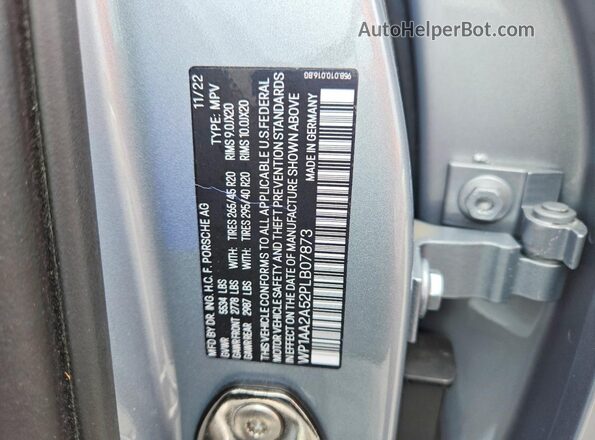 WP1AA2A52PLB07873 2023 PORSCHE MACAN Silver VIN კოდის სტიკერის ხედი