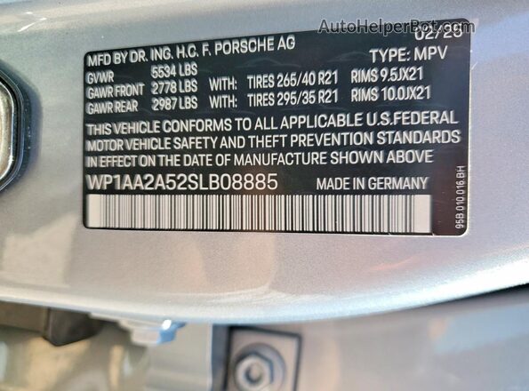 WP1AA2A52SLB08885 2025 PORSCHE MACAN Gray 360 interior view