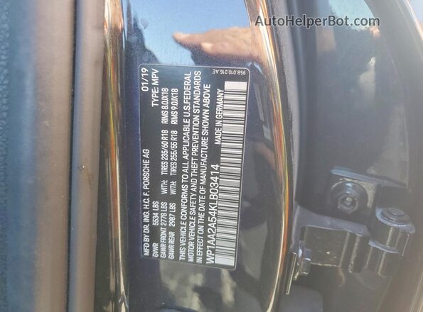 WP1AA2A54KLB03414 2019 PORSCHE MACAN Black 360 interior view