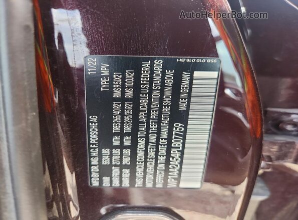 WP1AA2A54PLB07759 2023 PORSCHE MACAN Burgundy Engine compartment view