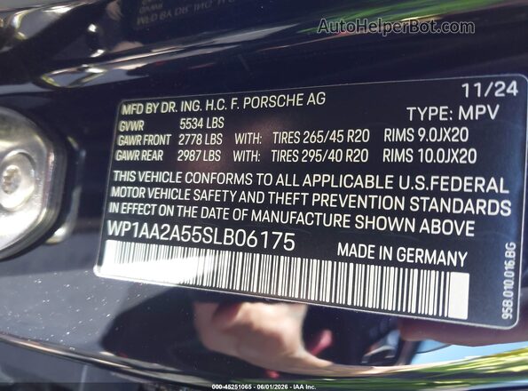 WP1AA2A55SLB06175 2025 PORSCHE MACAN Black ძრავის განყოფილების ხედი