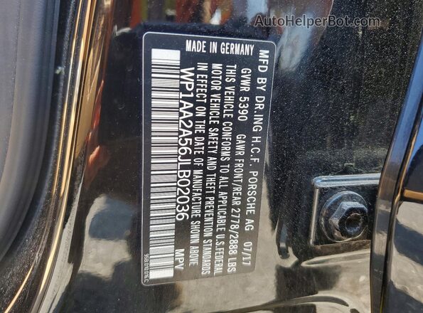 WP1AA2A56JLB02036 2018 PORSCHE MACAN Black Вид наклейки з VIN-кодом